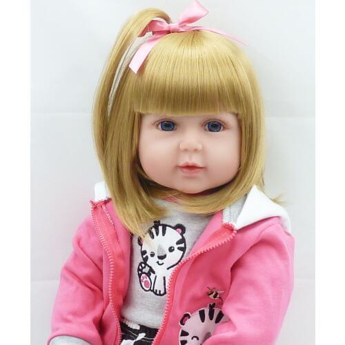 61cm Soft Silicone Reborn Baby Doll Princess Babies Dolls With Gold Hair Kids Birthday Christmas Gift Girls Brinquedos