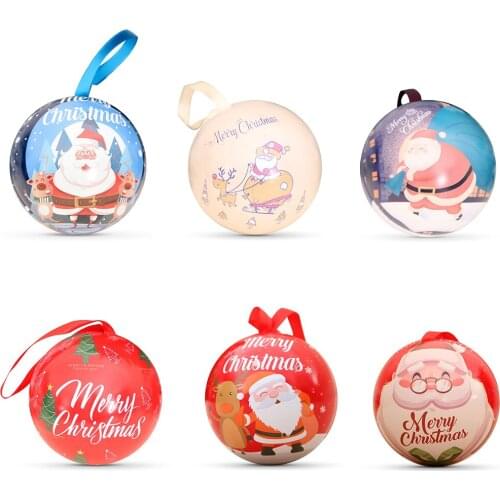 7 cm Christmas Tree Decor Ball Candy Jar Storage Xmas Tree Jar Cartoon Iron Gift Coin Holder Ornament, Red Christmas Tree
