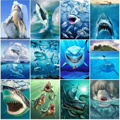 5D Diy Diamond Painting Accessories Shark Full Drill Diamond Embroidery Mosaic Animal Cross Stitch Kit Picture Home Decor Gift