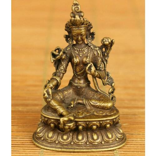 Antique Chinese rare old bronze hand carving Tibet Buddha statue decoration h159