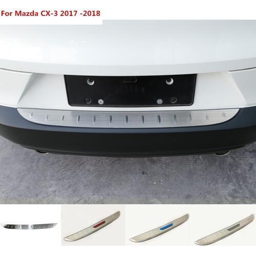 Car external rear bumper panel trunk threshold trim cover Stainless Steel plate pedal 1pcs For Mazda CX-3 CX3 2016 2017 2018