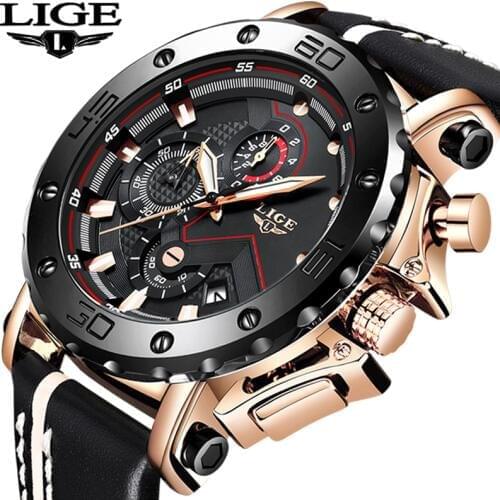 LIGE Mens Watches Top Brand Luxury Mens Military Sports Watch Men Waterproof Quartz Wristwatch Zegarek Meski Relogio Masculino