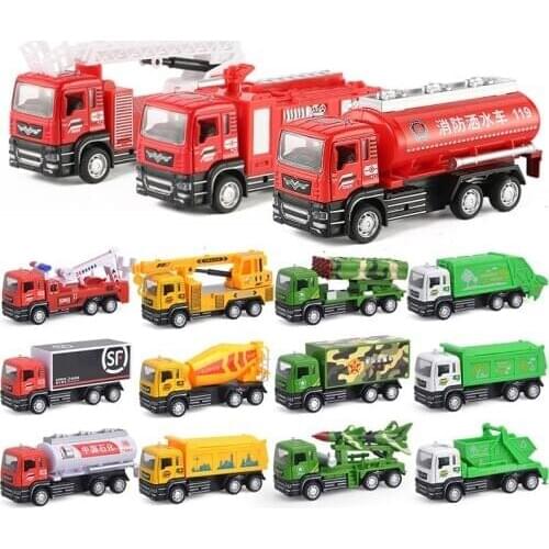 Childrens pull back alloy car simulation double door fire rescue fire sprinkler model boy toy