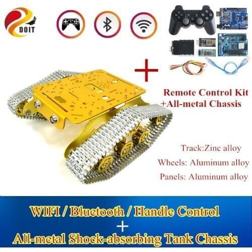 DOIT All Metal Tank Chassis Smart RC Damping Tank Model Shock-absorbing Tracked Car Chassis with Metal Track DC Motor MTS300