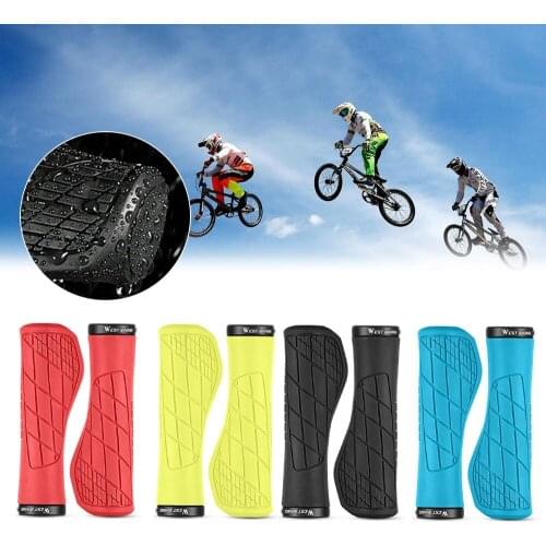 1 Pair ABS/Rubber WEST BIKING Bike Handle Grips Rubber Mountain Bicycle MTB Lock On Handlebar Ergonomic Prevents Hands