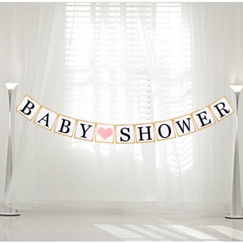 1Set "BABY SHOWER" Letter Bunting Flags Wedding Garland Banner Photo Booth Party Photography Props Decoration Events Supplies