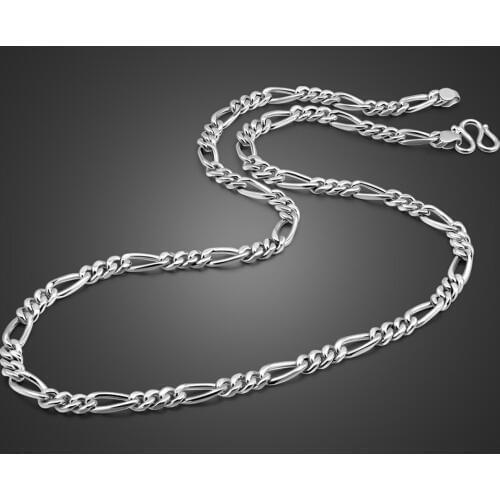 Hot Sale Fashion 100% 925 Sterling Silver Mens Necklace Pendant Cuban Link Chain 6 mm22" Silver Male Jewelry Gifts for Man