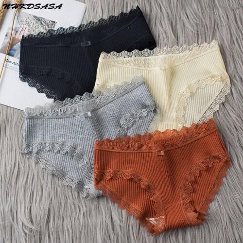NHKDSASA Cotton Panties Women Comfortable Underwears Sexy Middle-Waisted Underpants Female Lingerie Big Size Ladies Briefs