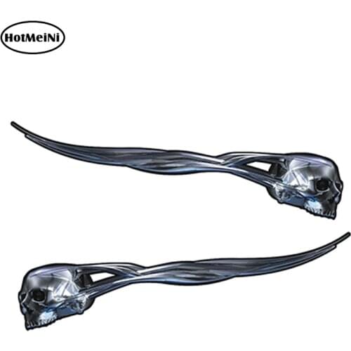 HotMeiNi 15cm x 2.7cm 2PCS Boat Car Truck Helmet Motorcycle Gas Tank Graphics Decal Stickers Skull Flames Wrap