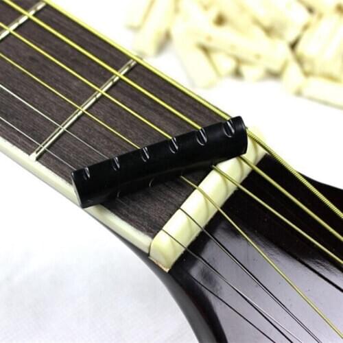 IRIN 2Pcs Buffalo Bone Ivory Upper Guitar Bridge Nut Saddle For 6 String Acoustic Guitar Music Instrument Replacement Spare Part