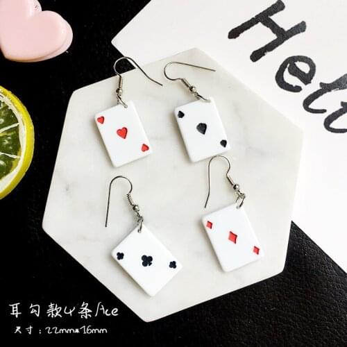 Creative Funny Heart Poker Dangle Earrings for Women Hip Hop Mini Club Spade Playing Cards Drop Earring Girl Casino Punk Jewelry