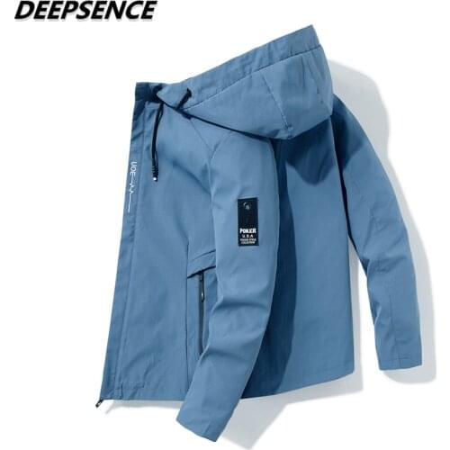 New Spring Autumn Fashion Jacket Men Kroean Loose Fit With Hood Zipper Pockets Solid Color Streetwear Ins Super Fire Jacktes Men