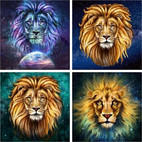 Square 5D DIY Diamond Painting Animal 3D Diamond Embroidery Cross Stitch Lion Mosaic Needlework JK