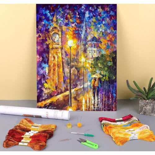Oil Style Chapel Printed Canvas 11CT Cross Stitch Embroidery Patterns DMC Threads Needlework Handicraft Jewelry