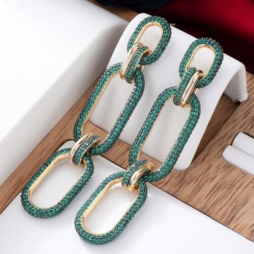 Missvikki 2Colors Luxury Noble Dangle Earrings For Women Wedding Cubic Zircon CZ Punk Trend Party Indian earrings for women 2021