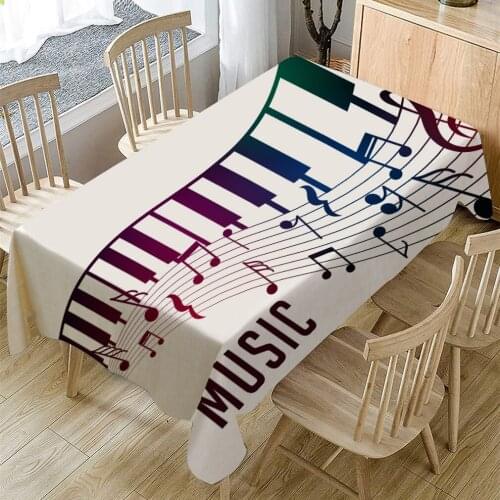 Fashion Musical note white home table cloth printing cotton linen tablecloth linen coffee table cloth