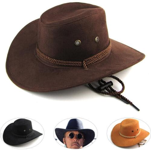 Men Western Cowboy Hat Riding Cap Wide Brimmed Crushable Crimping Gift