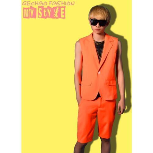 Men vest Candy orange clothing camiseta tirantes hombre personalized singer dance stage street star style dress