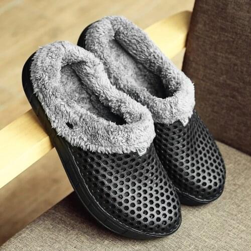 Men and Women Winter Slippers Fur Slippers Warm Fuzzy Plush Garden Clogs Mules Slippers Home Indoor Couple Slippers Zapatos