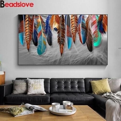 Large size Romantic gift diamond embroidery Abstract Feather 5 D DIY full diamond painting drill 3d mosaic rhinestone