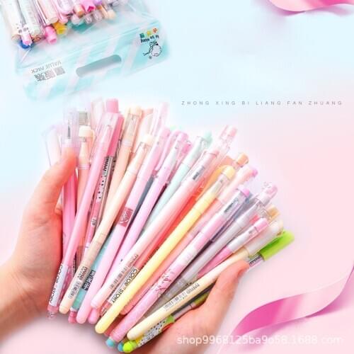 JIA 30pcs/50Pcs 0.38/0.5mm Large Capacity Gel Pen Set journal pens black ink penCute Stationary School Supplies