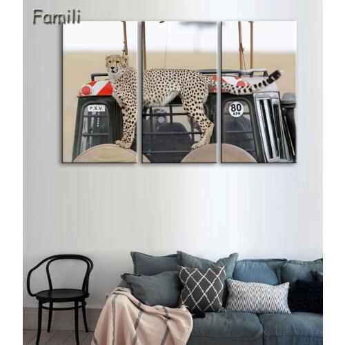 3 Pieces/set Cheetah in the tree Wall Art Decor Painting Canvas Art HD Print Painting Canvas Wall Picture For Home Decoration