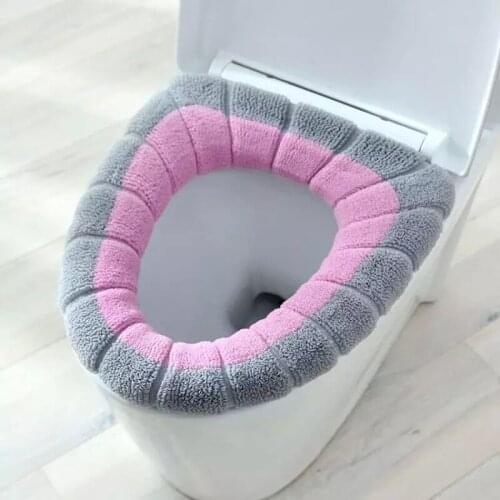 New Round Toilet Cover Cushion Soft Coral Fleece Washable Winter Seat Cover Home Bathroom Accessories Bathroom Toilet Lid Pad