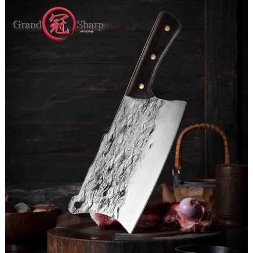 8'' Chef Butcher Knife High Carbon 5Cr15Mov Steel Kitchen Knife Cooking Tool Chinese Chopping Utility Cleaver Knife Grandsharp