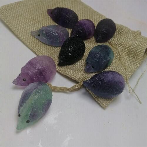 1 pcs Wholesale Handicrafts small ornaments Chakra Natural Quartz Crystal Carved Rainbow fluorite Hedgehog stone healing