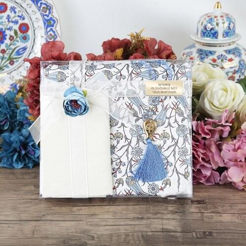 GREAT GIFT Mevlüt gift packageGift Tile Pattern Prayer Rug, Plain Shawl Luxury Crystal Tasbih-B.Blue Box Gift FREE SHİPPİNG