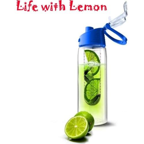 Pink Lemon Water Bottle with Hand Hook Bar BPA Free 700ml Plastic Glass Cups Camping Travel Bottles Wholesale Shipping Free