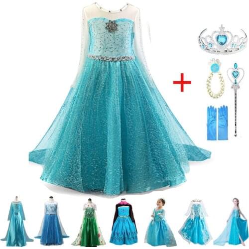 New Elsa Girls Dress for Kids Princess Anna Elsa Costumes Child Cosplay Party Dresses Vestidos Fantasia Infantil Girls Clothing