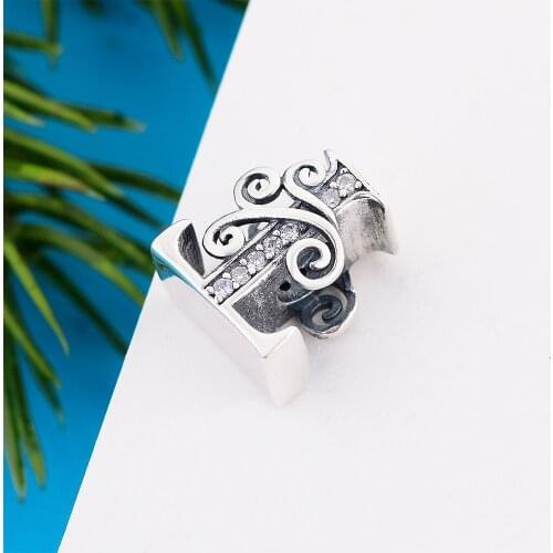 Fit Original Charm Bracelet Authentic 925 Sterling Silver Plant Letter F Alphabet Zirconia Bead For Making Women Berloque 2021