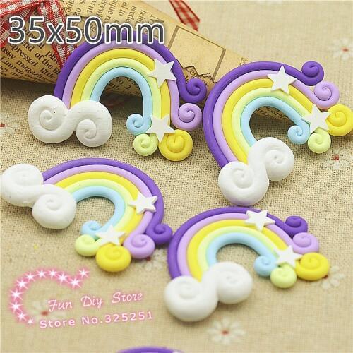 Polymer clay handmade purple rainbow with cloud DIY accessories 20pcs/lot