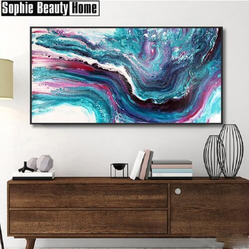 Full 5D DIY Diamond Painting Cross Stitch Abstract Colored Wave Diamond Embroidery Pattern Diamond Mosaic Needlework Gift 19B017