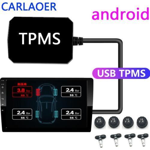 USB Android TPMS Tire Pressure Monitoring System Display Alarm System 5V Internal Sensors Android Navigation Car Radio 4 Sensors