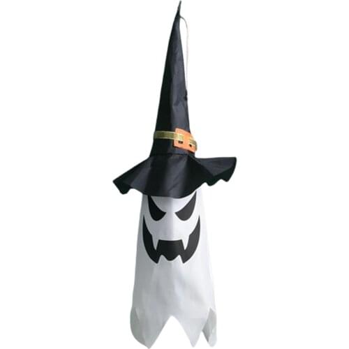 Halloween Decoration LED Flashing Light Gypsophila Ghost Festival Dress Up Glowing Wizard Ghost Hat Lamp Hanging In Style