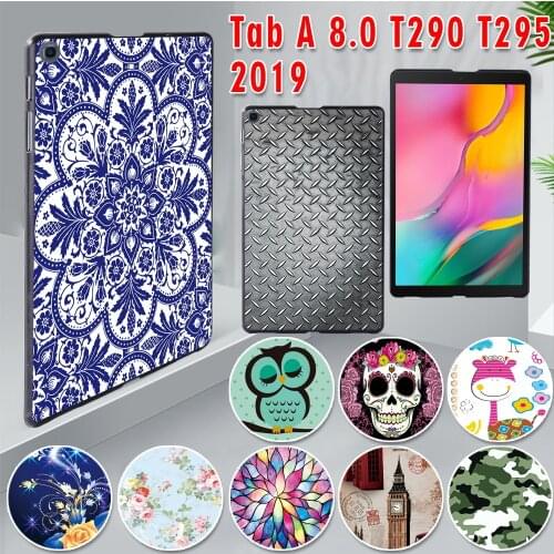 Case For Samsung Galaxy Tab A 8.0 (2019) T290/T295 Ultra Thin Printed PC Plastic Protective back Tablet shell Cover+ Free Stylus