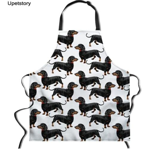 Upetstory Dachshund/Pug Dog Printed Kitchen Apron for Women Men Restaurant Home Cooking Baking Waist Bib Cleaning Tool 65*72cm