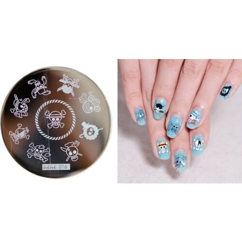 On sale !!1 lot by 10pcs Nail Stamping Plate Image Transfer Templates Stamp Tool hehe16----One piece - Japanese cartoon series