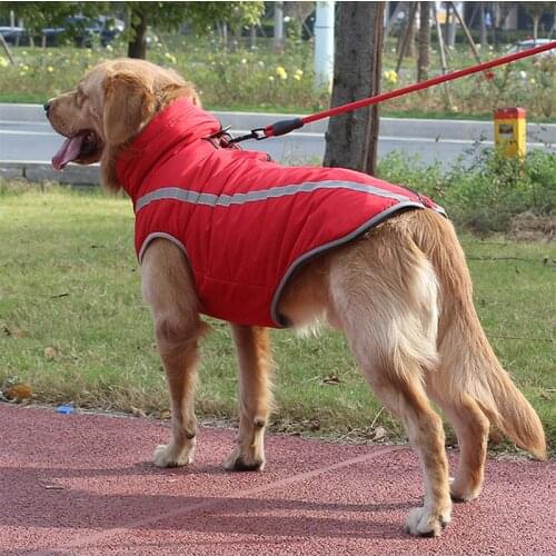 Windproof Warm large Dog clothes Streamlined Reflective strip Vest Dogs Jacket waterproof PP cotton Coat Outfit for Large Dogs