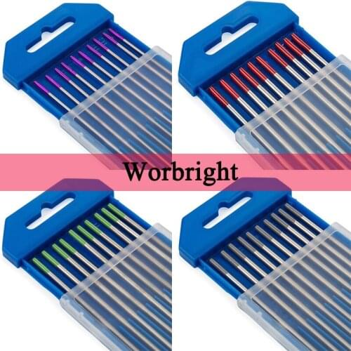 Worbright Tungsten Welding Electrodes 10 Pieces Argon Arc Tig Welding Rods Stainless Steel Iron Aluminum Tig Weld