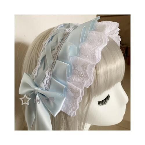 Japanese new light blue Lolita headdress Lo Niang Soft Girl Sweet Kawaii Lolita Hair Accessories Cos Loli Princess