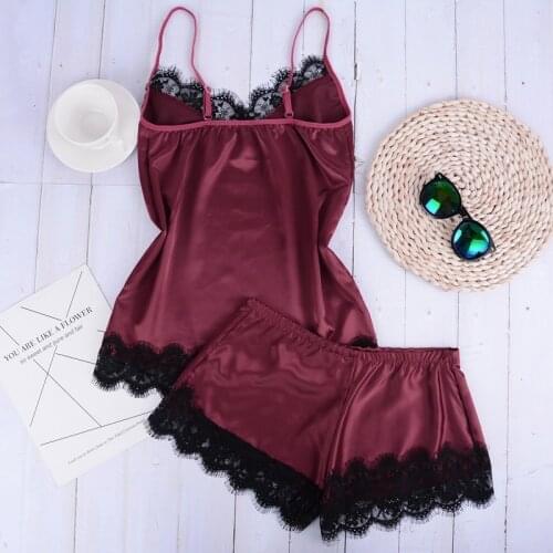 2021 Separate 2pcs Lace Sleepwear Women Beach Dress Lingerie Night Short Sleeveless Ladies Satin Nightgown Through La Sleepwear