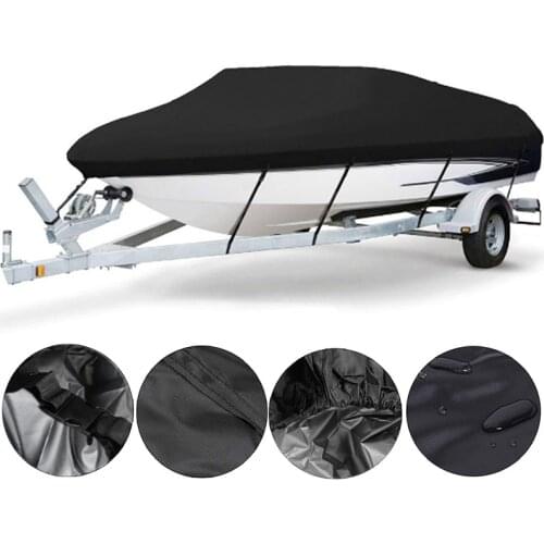 1 Set Yacht Black Boat Cover Barco Boat Cover Anti-UV Waterproof Heavy Duty 210D Marine Trailerable Canvas Boat Accessories