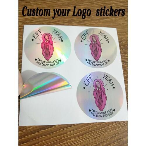 100 custom labels, laser stickers, party gift stickers, customize your logo / text, personalized custom stickers