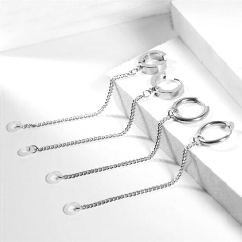 2Pcs Stainless Steel Anti-Lost Earphone Accessories Unisex Punk Earrings For Airpods Pro 1/2 For Airpods Case Earring Jewerly