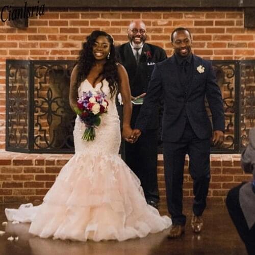 2021 Arabic Aso Ebi Vintage Lace Beaded Wedding Dresses V Neck Spaghett Straps Mermaid Bridal Dresses Sexy Wedding Gowns