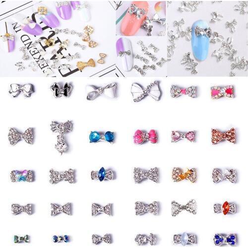 30 Styles Fancy Metal Charms Bow Tie Serie Deco Charms 100 Pieces of Nail Art Butterfly Bows Nail Art Charm Nails Charms Jewelry