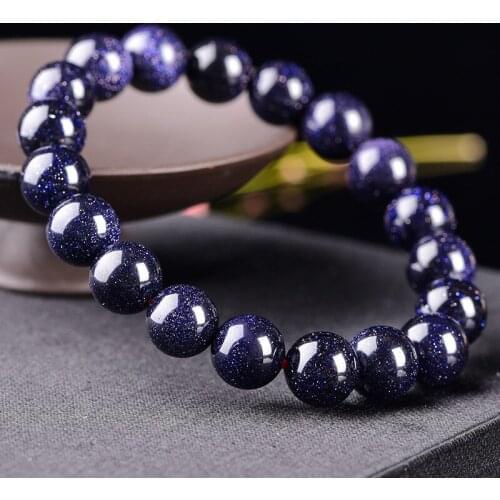 6/8/10/12mm Natural Blue Sandstone Crystal Beaded Bracelet for Women Men Couple Vintage Strand Bracelets Fashion Jewelry YBR234